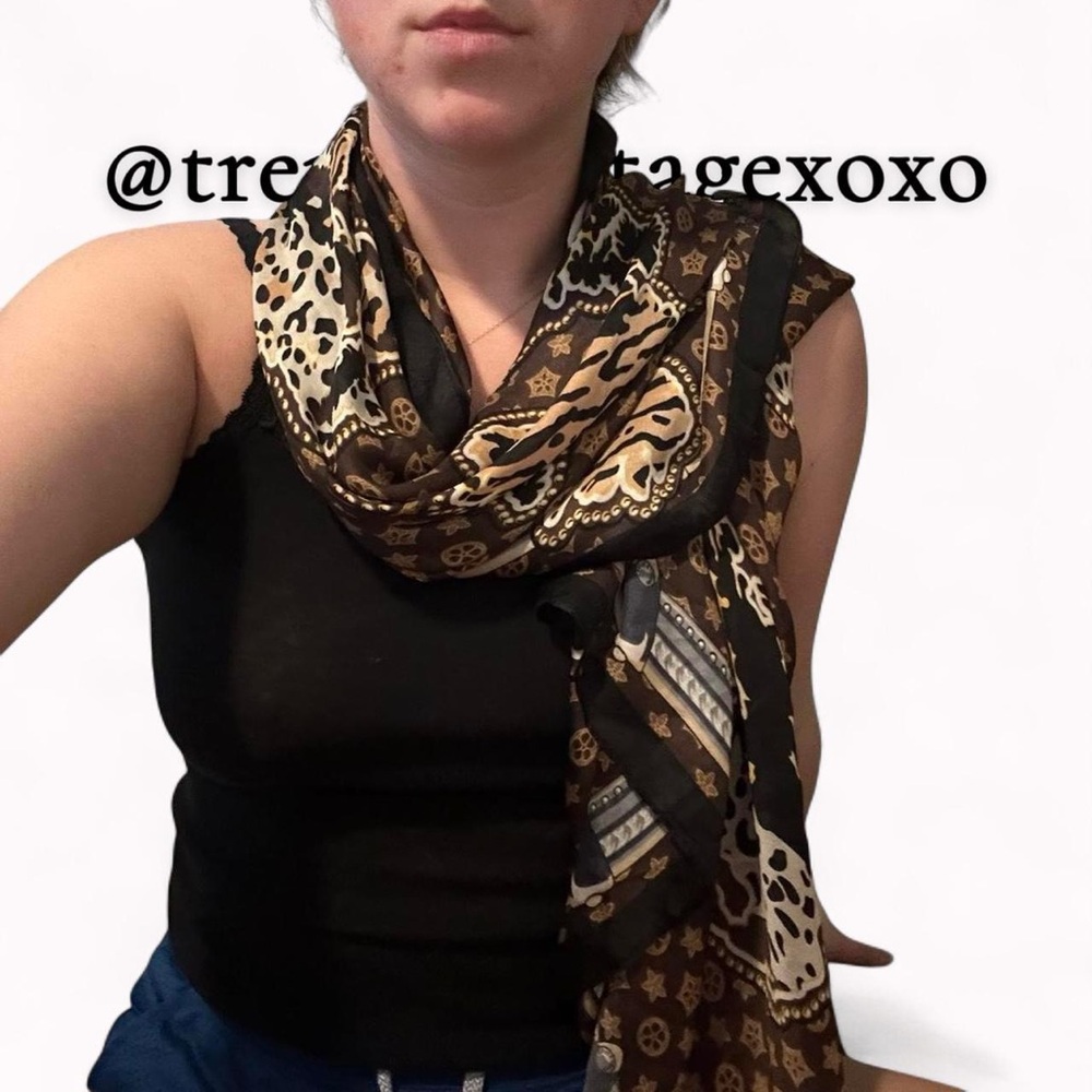 Brown and Black Patterned Scarf